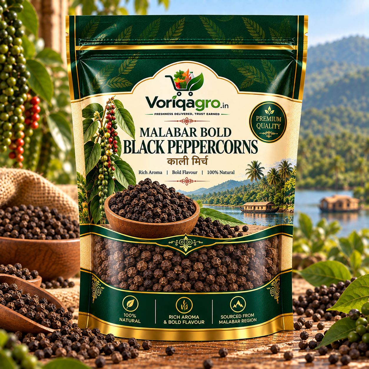 Malabar Bold Black Peppercorns