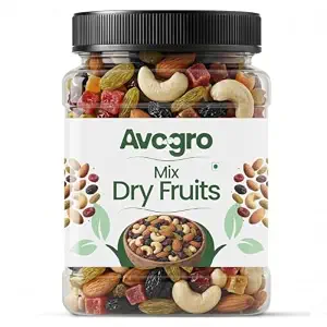 Avogro Premium Mix Dry Fruits 1kg | Almonds Cashews Raisins Pistachios Apricots Dates Nut Fruit Blend for Snacking Cooking Baking Festive Gifting Fresh Crunchy Assorted Selection