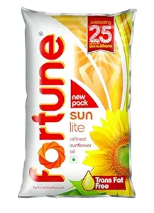 Fortune Sunlite Refined Sunflower Oil, 870gm/800gm Pouch (Weight May Vary)