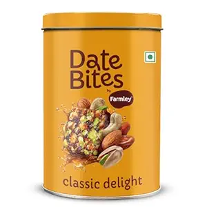 Farmley Date Bites I Dates Barfi Made with Dates, Pista, Cashews, Almonds, Honey and Pure Ghee I Dry Fruits Nuts, Healthy Snacks Sweets,Gluten Free, No Added Sugar (200g, Dates Bites Jar)