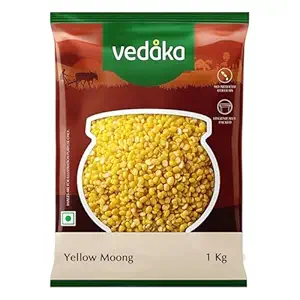 Amazon Brand - Vedaka Unpolished Yellow Moong Dal | 1 Kg | Naturally Rich In Protein & Fiber | No Artificial Flavours & No Preservatives.