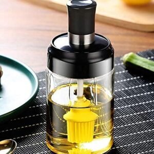 ALGERIAN STORE leakproof transparent glass jar with brush for oil ghee,borosilicate glass food storage jar with brush,ghee jar with brush(250 ml/1 pcs)