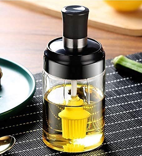 ALGERIAN STORE leakproof transparent glass jar with brush for oil ghee,borosilicate glass food storage jar with brush,ghee jar with brush(250 ml/1 pcs)