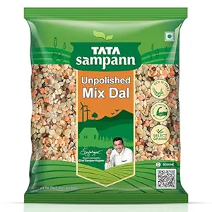 Tata Sampann Unpolished Mix Dal, 500g, Select Grains, Mix Of 5 Lentils (Toor, Chana, Masur, Moong, & Black Urad Split), Rich in Protein & Fibre, Chef Recommended