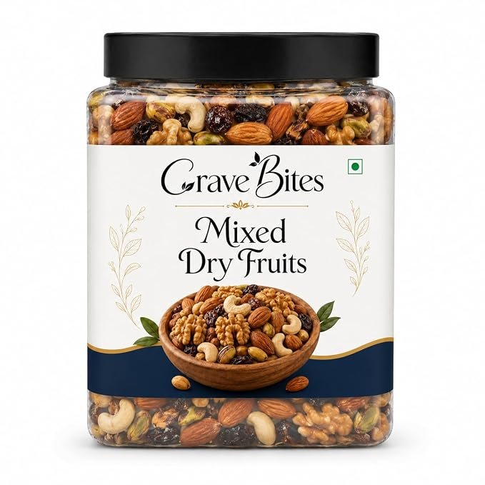 Crave Bites Mix Dry Fruits 500gm | Fit for Fasting | Healthy Snacks Mixed Nuts Contain Almonds, Cashews, Dates, Raisin | Superfood Nut Mix for Daily Energy & Snacking