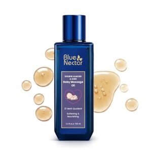 Blue Nectar Ayurvedic Baby Oil with Organic Ghee, 100% Natural Baby Massage Oil With Coconut Oil & Olive Oil | Dermatogically Tested (13 Herbs, 100ml)