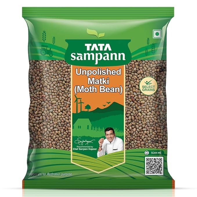 Tata Sampann Unpolished Matki (Moth Bean), 500g, Select Grains, Moth Dal, Turkish Gram, Chef Recommended
