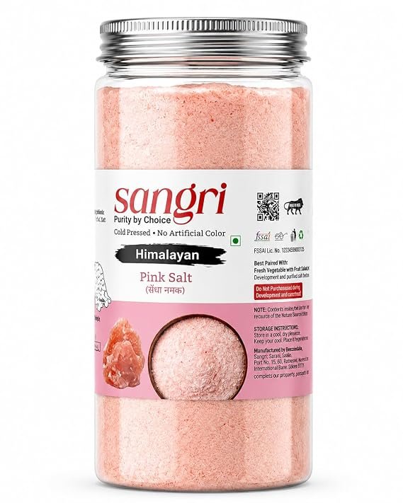 Sangri Himalayan Pink Salt 600g | Sendha Namak | Lahori Namak | 100% Pure Natural | Cold Pressed | 84 Minerals | No Additives | Vrat Upwas Salt | Sindhav Namak
