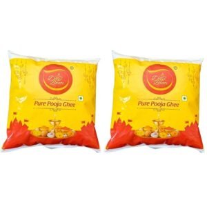 Pooja Ghee - 500ml Each pack | Non-Edible for Diyas Lamps | Long Lasting Puja Ghee for Aarti Havan Festivals | Traditional Mandir Use Ghee Clean Burning Oil for Spiritual Rituals | Pack of 2