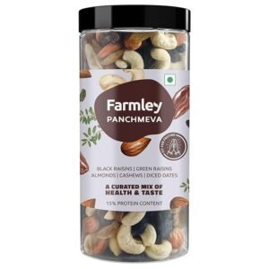 Farmley Panchmeva Dry Fruits Mix, 425g I Fit for Fasting | Healthy Snacks Mixed Nuts Contains Almonds, Cashews, Dates, Black Raisin, Green Raisin