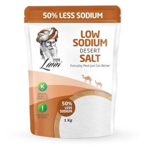 Lunn 50% Low Sodium Thar Desert Salt 1 Kg Pouch | 84+ Natural Minerals | Unrefined Chemical-Free Salt | 50% Less Sodium for Heart Health & Hydration | Great Taste | No Preservatives | Ideal for Daily Cooking | First Time in India