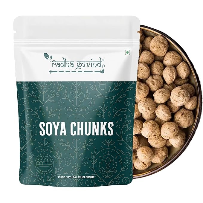 Radha Govind Soya Chunks 300g | High Protein & Fiber Rich Soya Wadi | Healthy Vegetarian Protein for Curries, Biryani, Weight Management & Daily Nutrition | Non GMO, Easy to Cook, Tasty Healthy Choice