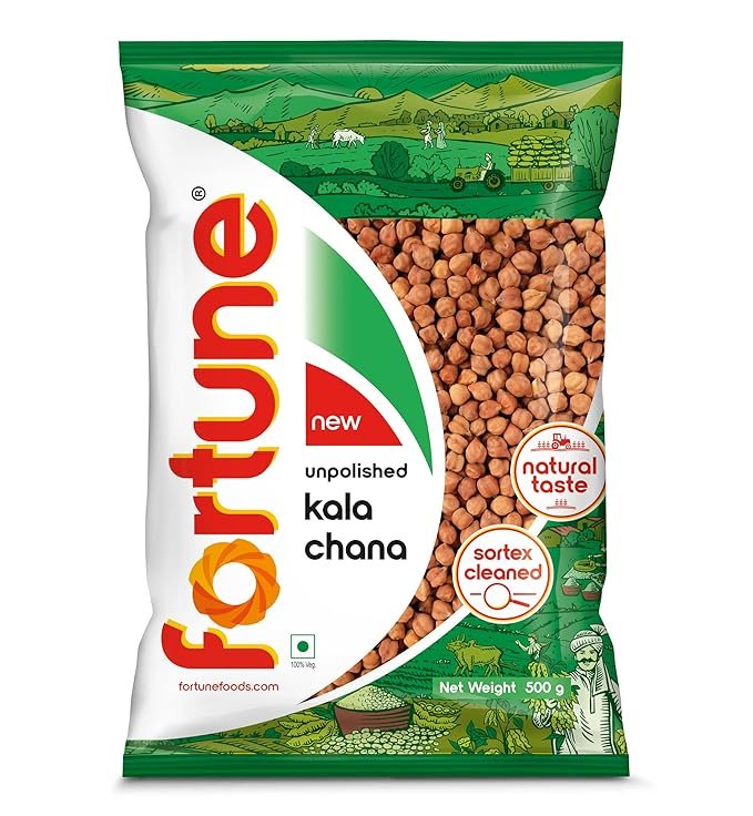 FORTUNE Kala Chana Whole, 500 Gm, Unpolished And Sortex Cleaned