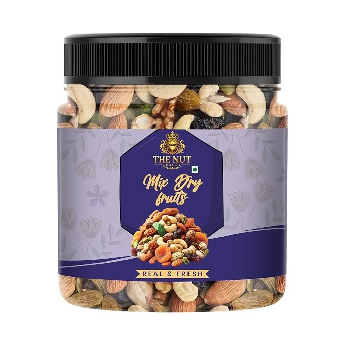 THE NUT LUXURY Mixed Dry Fruits 500gm | Premium Nut & Dried Fruit Mix | Healthy Snack Blend of Almonds, Cashews, Dates, Black Raisins & Green Raisins | Perfect for Fasting, Energy Boost & Daily Nutrition