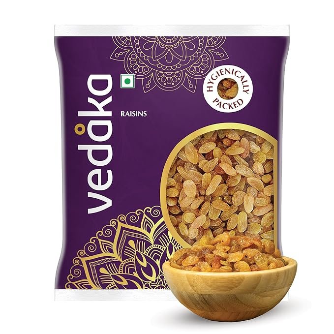 Amazon Brand - Vedaka Raisins | 500 g | Kismish | Premium Dried Grapes | Sweet Fruity Taste And Soft Chewy Texture | Natural Source Of Antioxidants, Potassium & Fiber | Healthy Snack