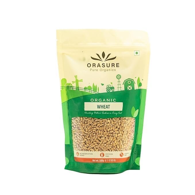 Orasure Whole Wheat Flour -450g (Pack of 1) | High Fiber Whole Grain Flour | Natural Chakki Atta | Low Cholesterol Healthy Wheat | Freshly Grounded and Organic