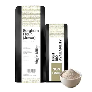 TWF Virgin Sorghum Flour | 1 kg | Gluten-Free | Jowar Atta | Stone-Ground | Jwari | Juwar | Jwar | Solam | Jonna | Joar | 100% Natural Millet Flour for Puffed Soft Rotis, Bhakris & Baking | Unadulterated & Nutrient-Rich