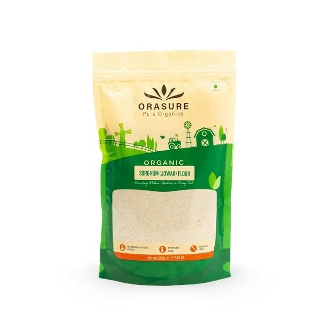 Orasure Organic Jowar Flour - 450 g (Pack of 1) | Natural Jowar Chakki Atta | Rich with High Fibre and Nutrients | Low Carbs and Easy to Digest