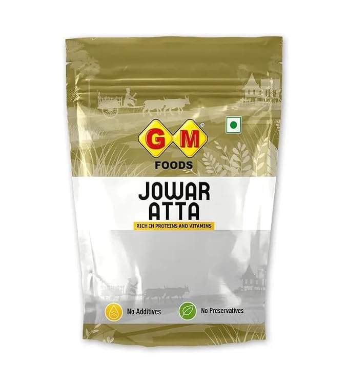GM Foods Jowar Atta 500g | Millet Flour Rich in Protein & Fiber | No Additives or Preservatives | Ideal for Healthy Rotis, Baking, Cooking & Weight Management | Natural Atta