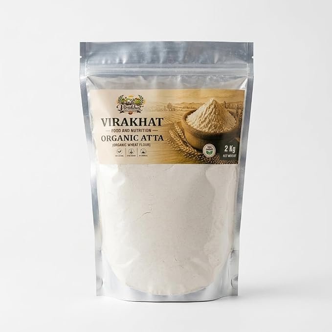 VIRAKHAT Food and Nutrition Organic Black Atta (Kala Gehu Atta) | Stone Ground Whole Wheat Flour | High Fiber | Chemical Free | No Preservatives | 2 Kg