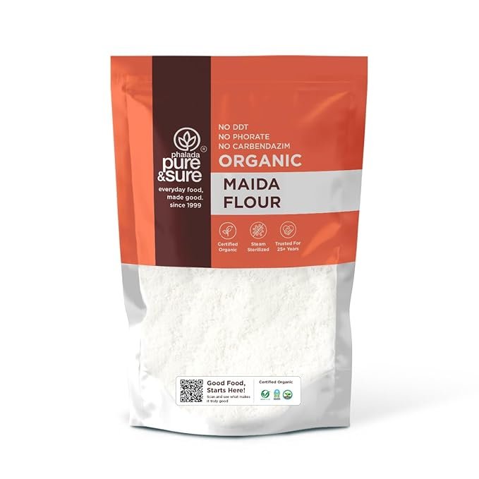 Pure & Sure Organic Maida 1 Kg (Pack of 1)| 100% Natural Whole Wheat Maida Flour | No Preservatives & No Additives | Rich in Taste