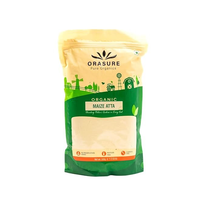 Maize Atta | 100% Natural & Stone Ground Makki Ka Atta | Gluten-Free Corn Flour | Rich in Fiber & Iron | Ideal for Rotis, Parathas & Traditional Indian Recipes (450gm)
