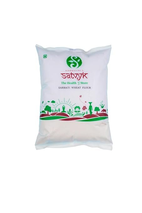S Siddhagiri's SATVYK THE HEALTH re STORE Whole Wheat Flour - (3kg) - Stoneground | Whole Wheat Atta | Sharbati Variety | Chakki Fresh Wheat Atta | High Dietary Fiber Genhu Atta | Slow Processing - No Heat Generated