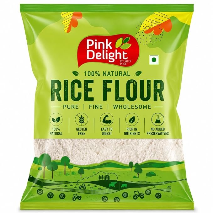 Pink Delight Rice Flour 400g | Natural Rice Atta | Fine & Smooth Gluten Free Flour for Idli Dosa Appam Roti Baking & Snacks | Easy to Digest Rice Powder for Everyday Cooking