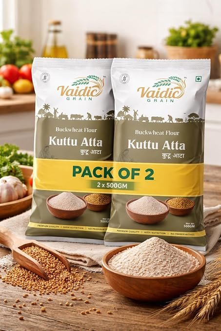 Vaidic Grain Kuttu Atta Buckwheat Flour, Pack of 2, 500 g Each